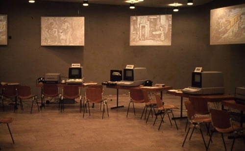 Photograph of Ecogame installed at Davos, 1971