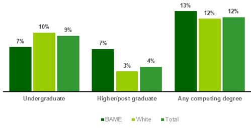 Chart showing IT specialists holding computing degrees (2023)